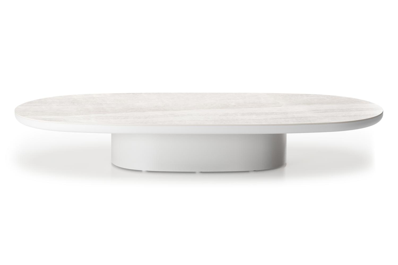 Amico loungetafel bombo in wit aluminium en volkeramiek Taj Mahal - L 171 x B 89 x H 24 cm