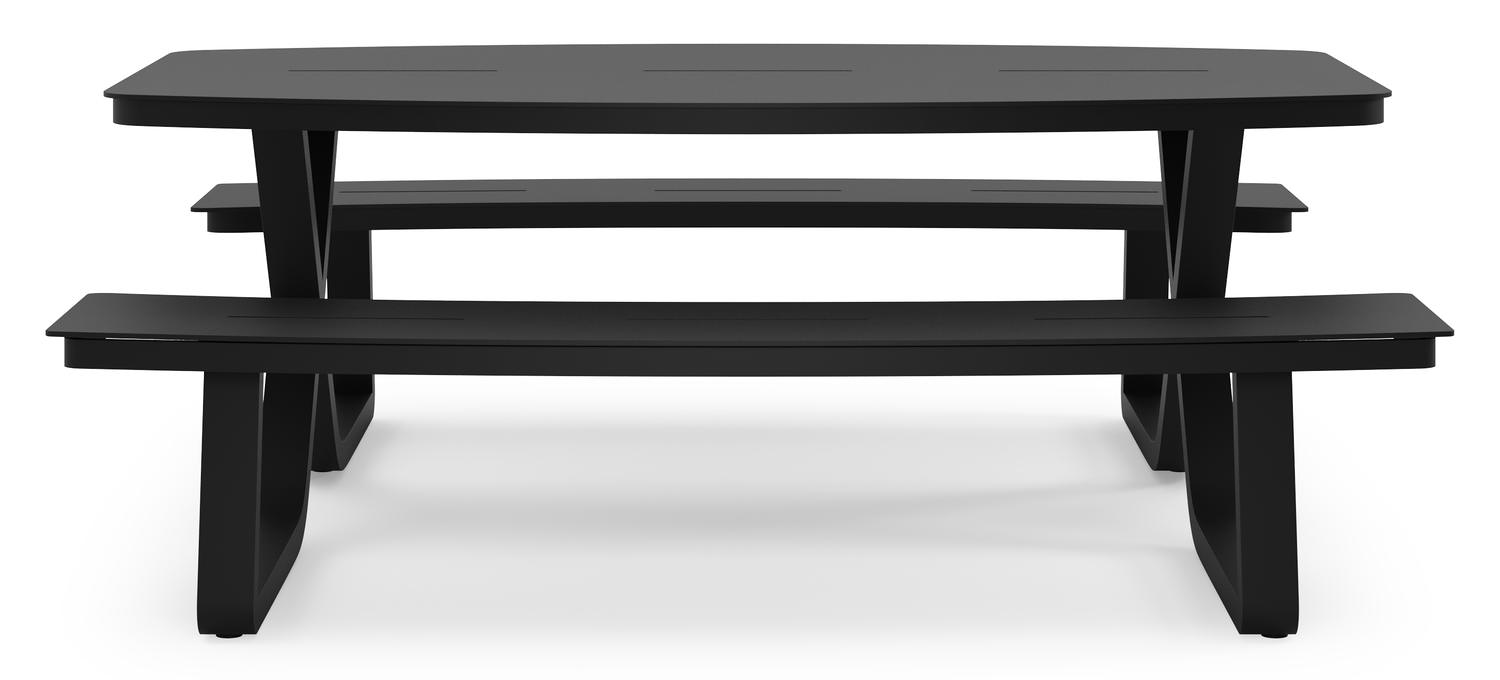 Alora picknicktafel rechthoekig in zwart aluminium - L 200 x B 214 x H 74 cm