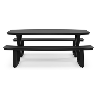 Alora picknicktafel rechthoekig in zwart aluminium - L 200 x B 214 x H 74 cm