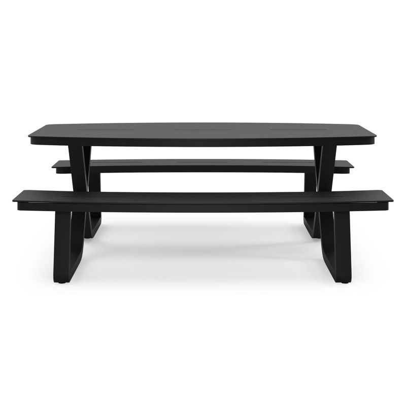 Alora picknicktafel rechthoekig in zwart aluminium - L 200 x B 214 x H 74 cm