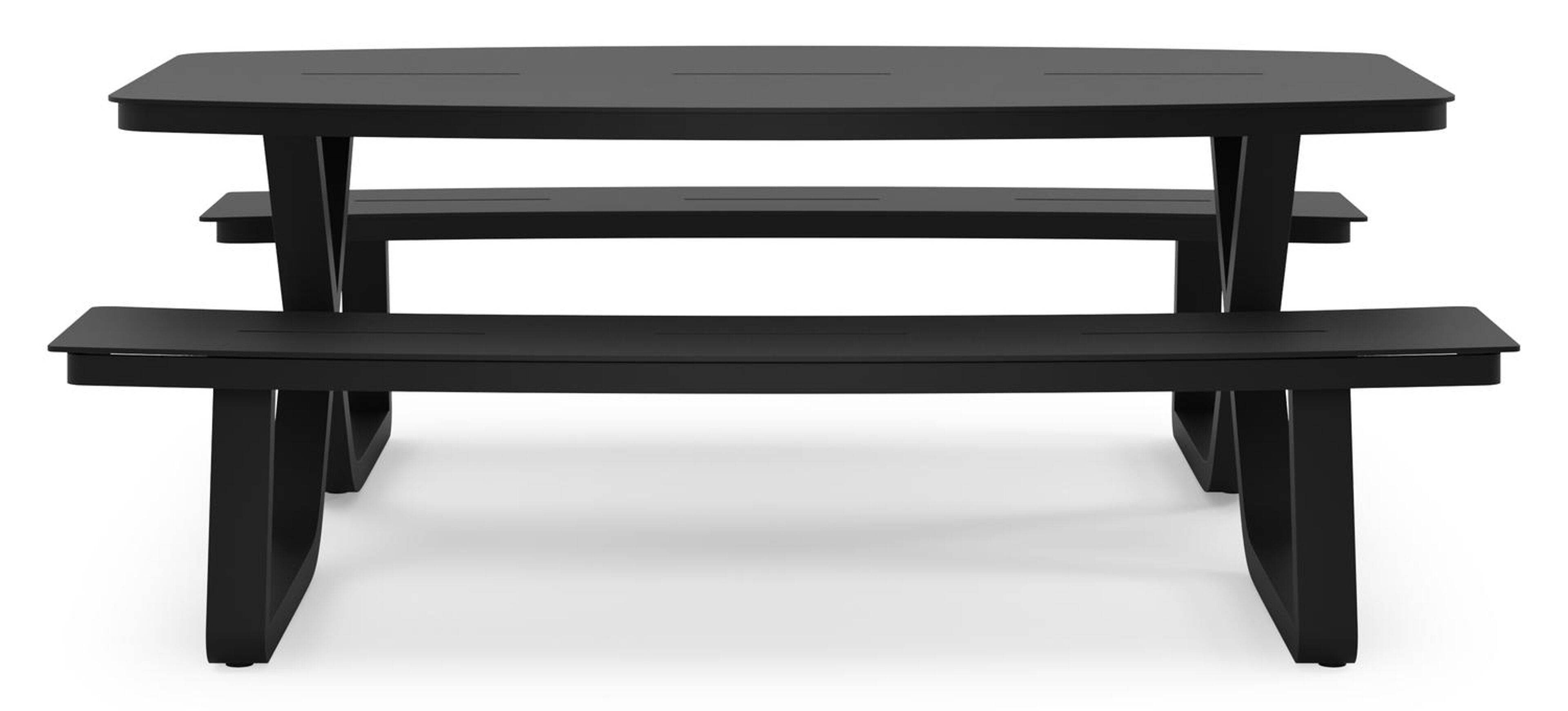 Table de pique-nique Alora rectangulaire en aluminium noir - Lg. 200 x Lrg. 214 x Haut. 74 cm