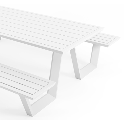 Table de pique-nique Sevilla en aluminium blanc - Lg 240 x Larg 175,5 x H 71 cm