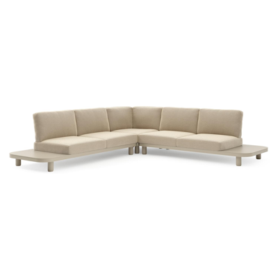 Donato loungehoek in beige aluminium met althea camel all weather cosytica kussen