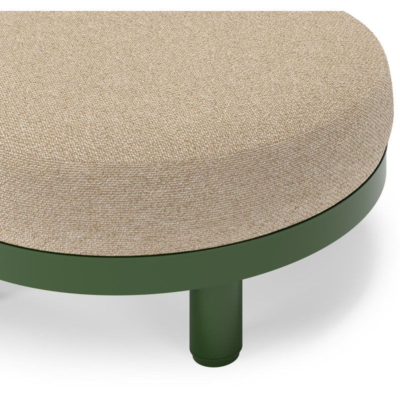 Donato lounge poef in groen aluminium met all weather cosytica Madagascar Oak kussen