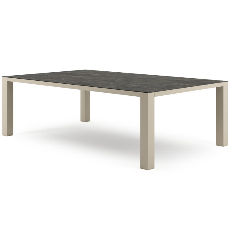 Nano XL tuintafel rechthoekig in beige aluminium en volkeramiek Black Obsession - L 240 x B 148 x H 75 cm
