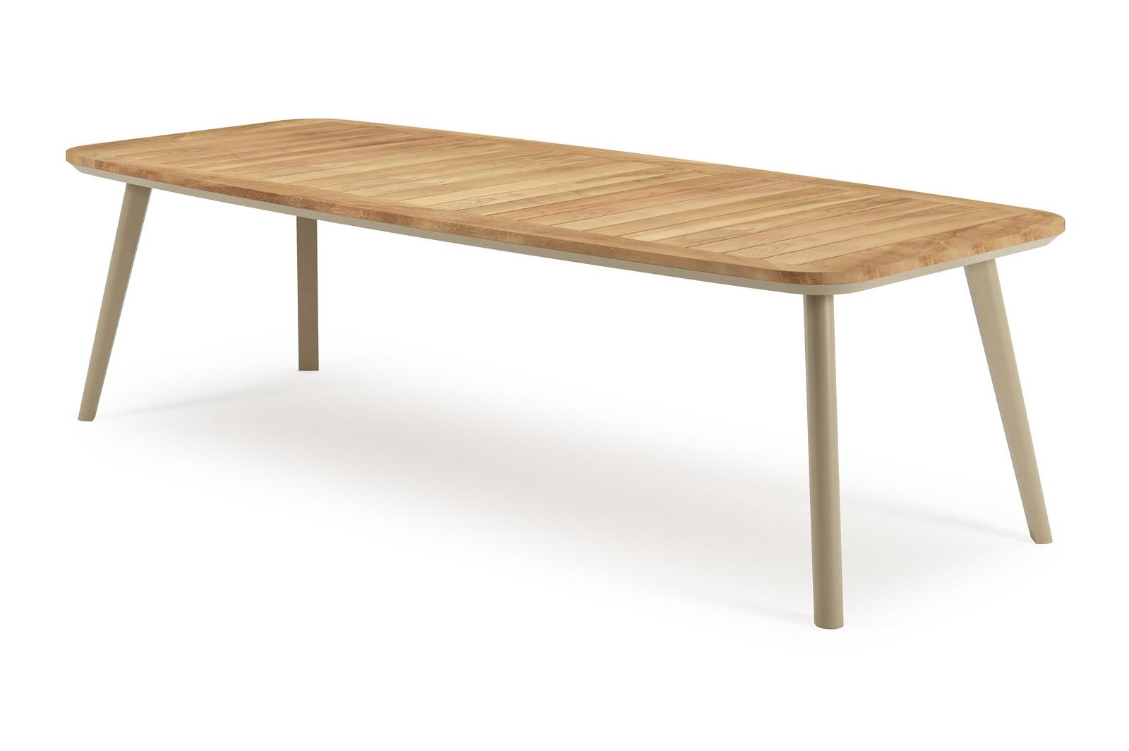 Mosa tuintafel bootvorm in beige aluminium en teak natural finish - L 270 x B 115 x H 74 cm