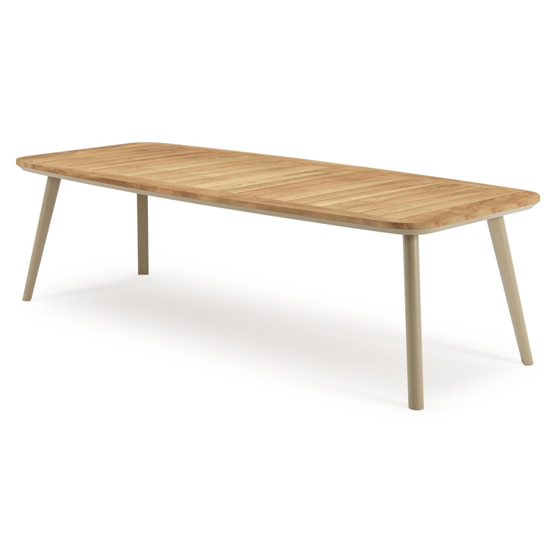 Mosa tuintafel bootvorm in beige aluminium en teak natural finish - L 270 x B 115 x H 74 cm