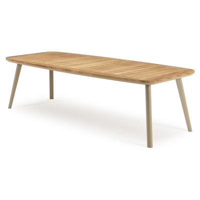 Mosa tuintafel bootvorm in beige aluminium en teak natural finish - L 270 x B 115 x H 74 cm