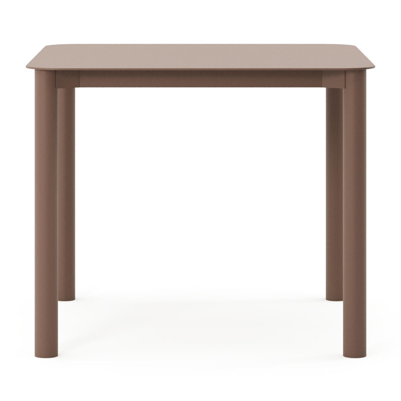 Table de jardin Orso carré arrondi en aluminium taupe - Lg. 90 x Lrg. 90 x Haut. 75 cm
