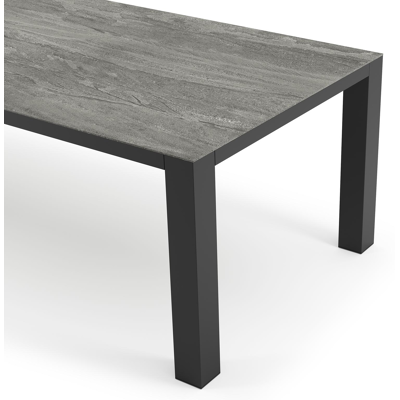 Nano tuintafel in zwart aluminium en volkeramiek aspen grey - L 280 x B 110 x H 75 cm