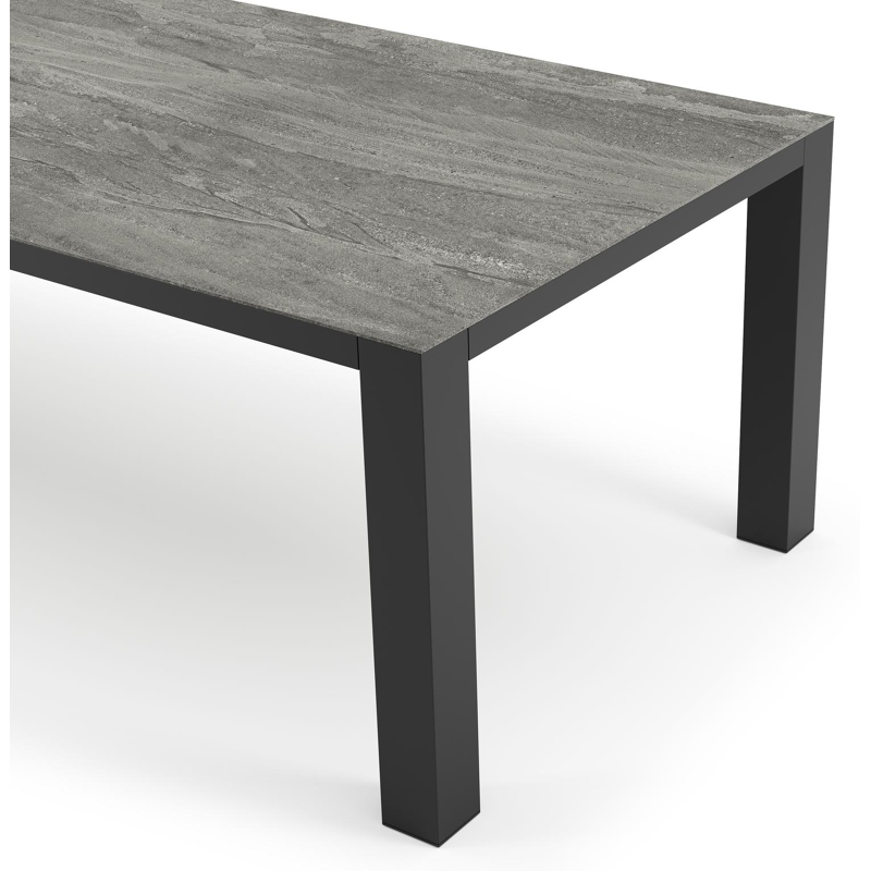Nano tuintafel in zwart aluminium en volkeramiek aspen grey - L 280 x B 110 x H 75 cm