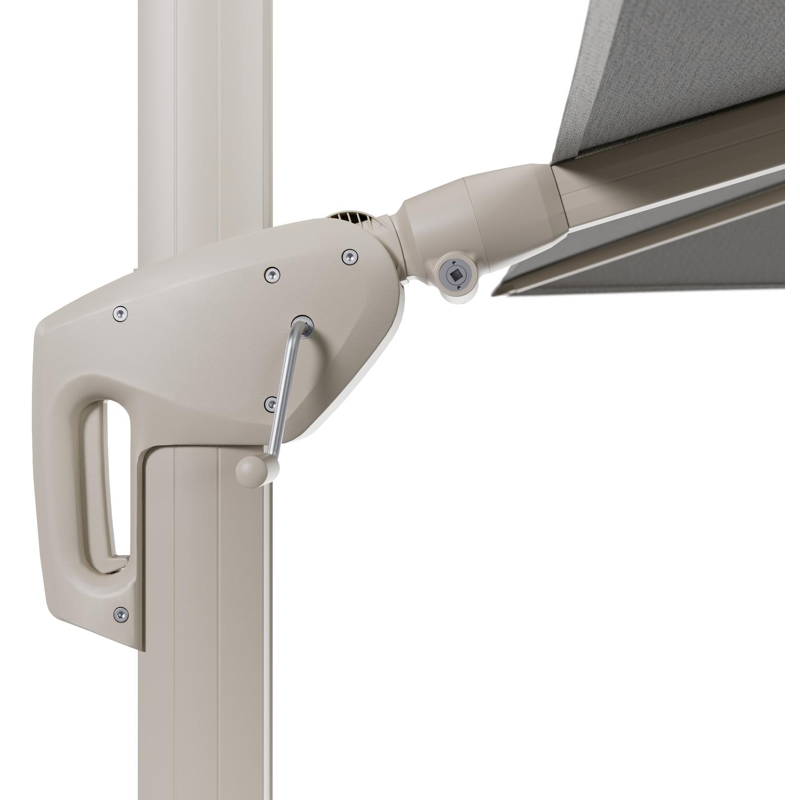 Minore zweefparasol met tiltfunctie in beige aluminium en Savane Nimbus All Weather Sunbrella® Luxe parasoldoek - L1: 280 x L2: 370 cm (zonder voet)