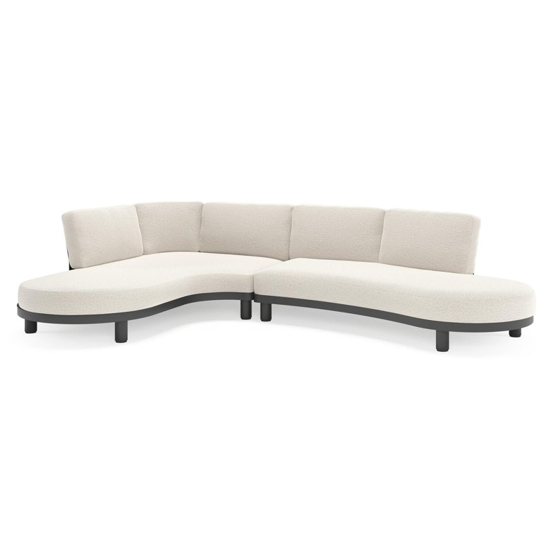 Donato loungehoek in zwart aluminium met all weather solica Firenze Natural kussen