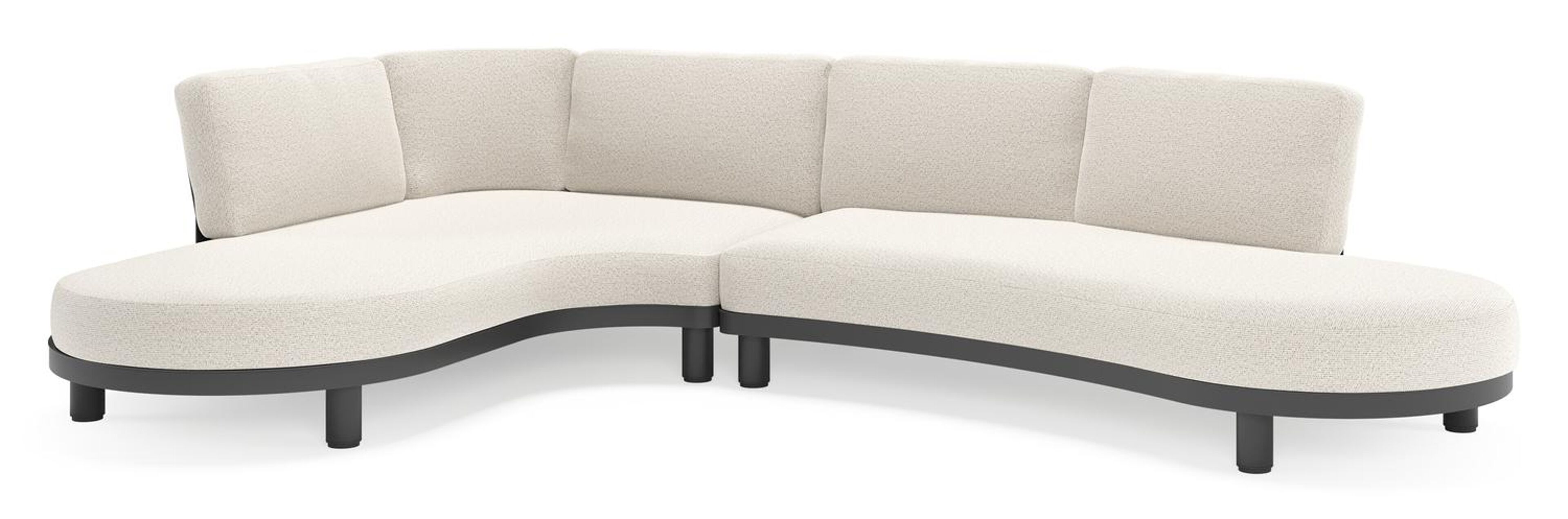 Donato loungehoek in zwart aluminium met all weather solica Firenze Natural kussen