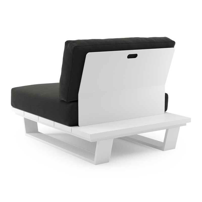 Pagino loungestoel in wit aluminium met natte sooty all weather sunbrella® luxe kussen