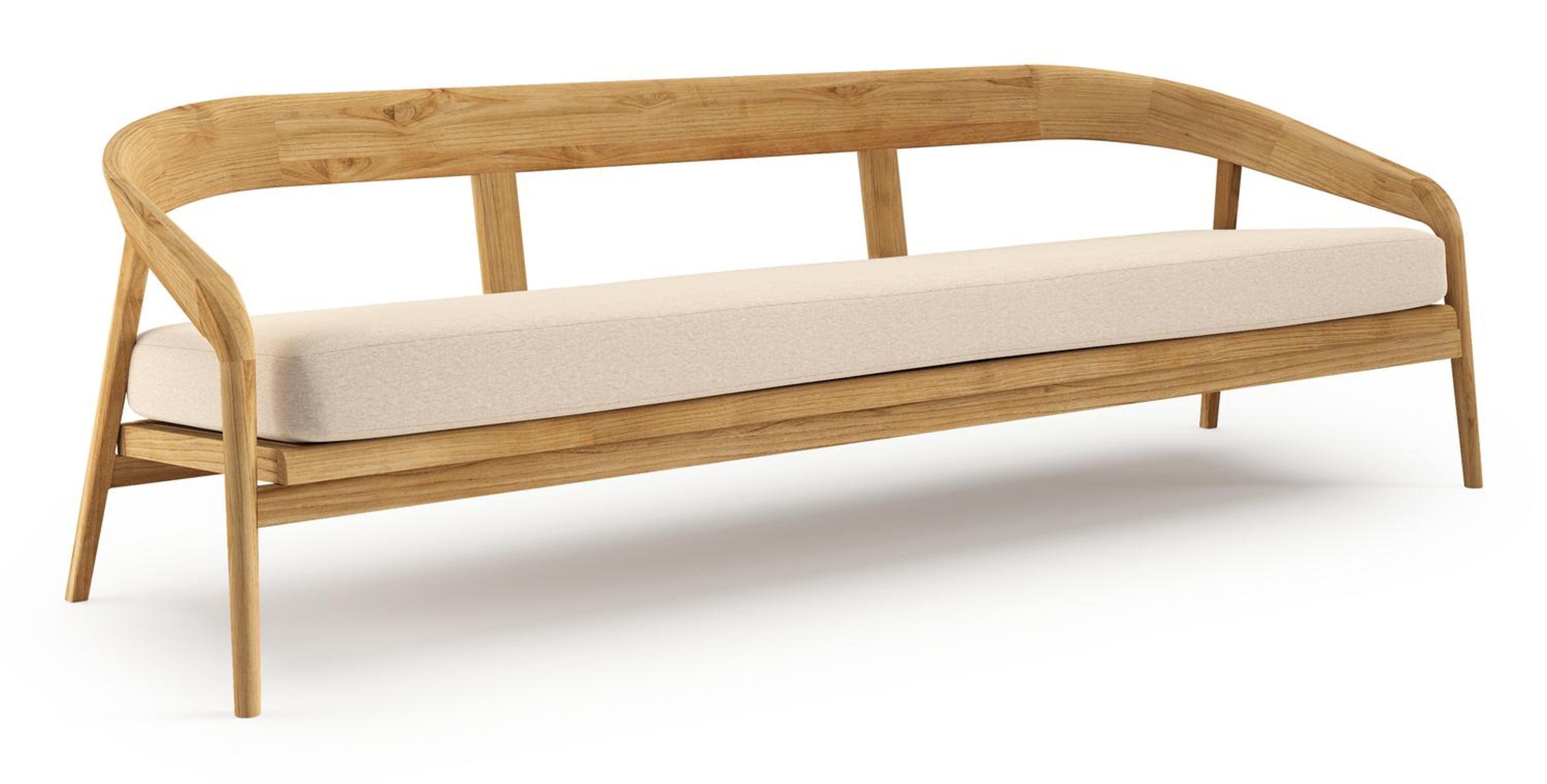 Lacrima loungebank 3-zit in teak met heritage papyrus all weather sunbrella® luxe kussen