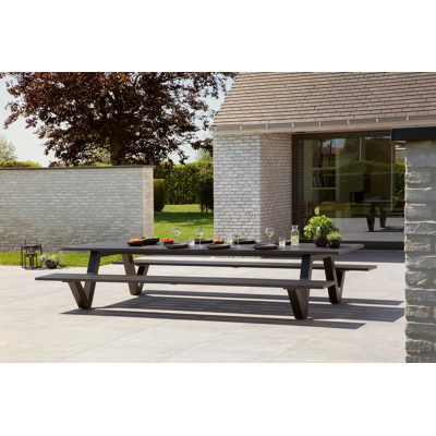 Norma picknicktafel in zwart aluminium - L 360 x B 213 x H 74 cm