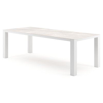 Nano tuintafel rechthoekig in wit aluminium en volkeramiek Taj Mahal - L 240 x B 100 x H 75 cm