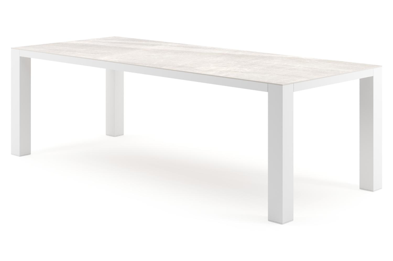 Nano tuintafel rechthoekig in wit aluminium en volkeramiek Taj Mahal - L 240 x B 100 x H 75 cm