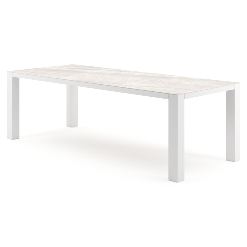 Nano tuintafel rechthoekig in wit aluminium en volkeramiek Taj Mahal - L 240 x B 100 x H 75 cm
