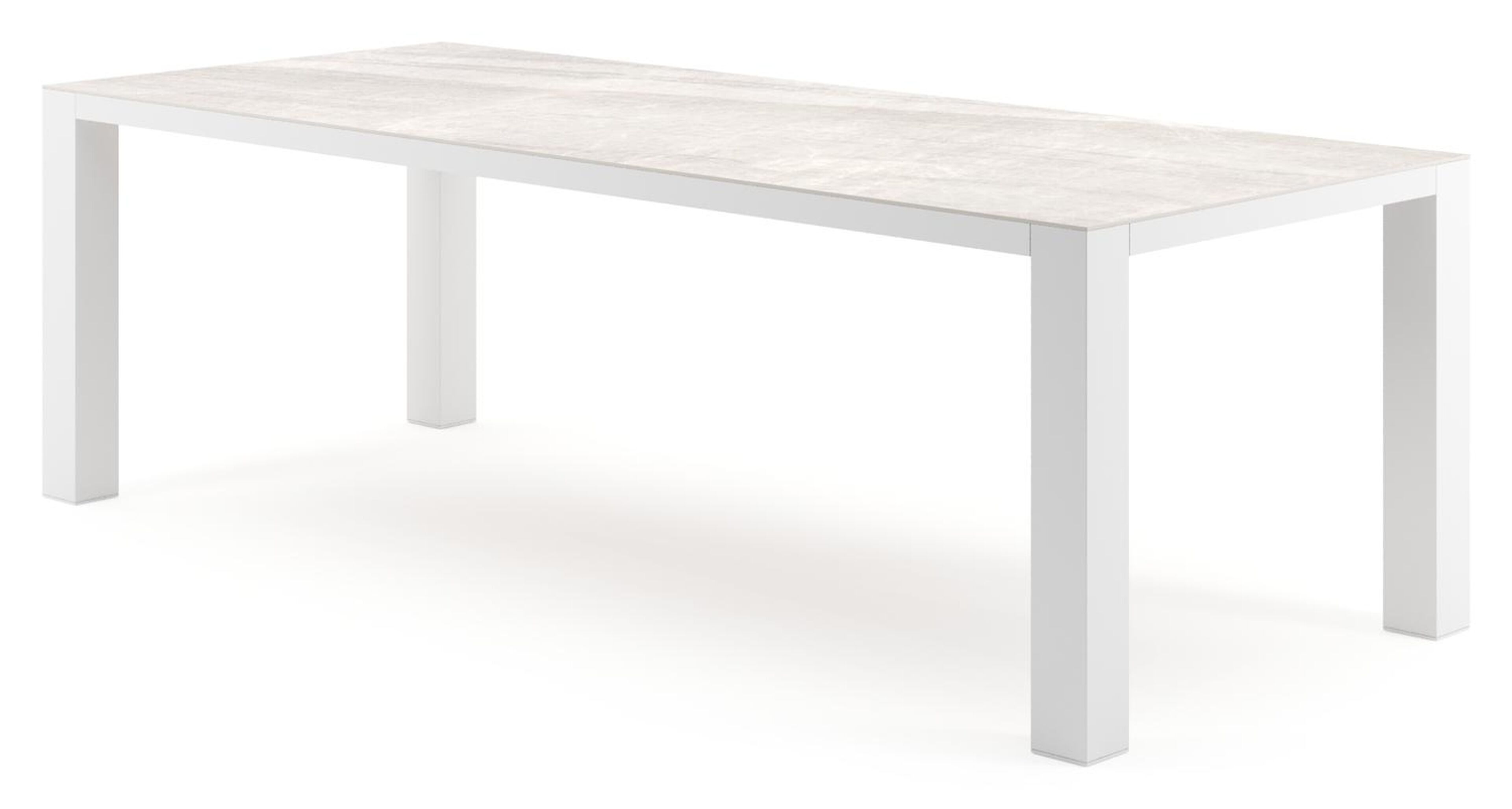 Nano tuintafel rechthoekig in wit aluminium en volkeramiek Taj Mahal - L 240 x B 100 x H 75 cm