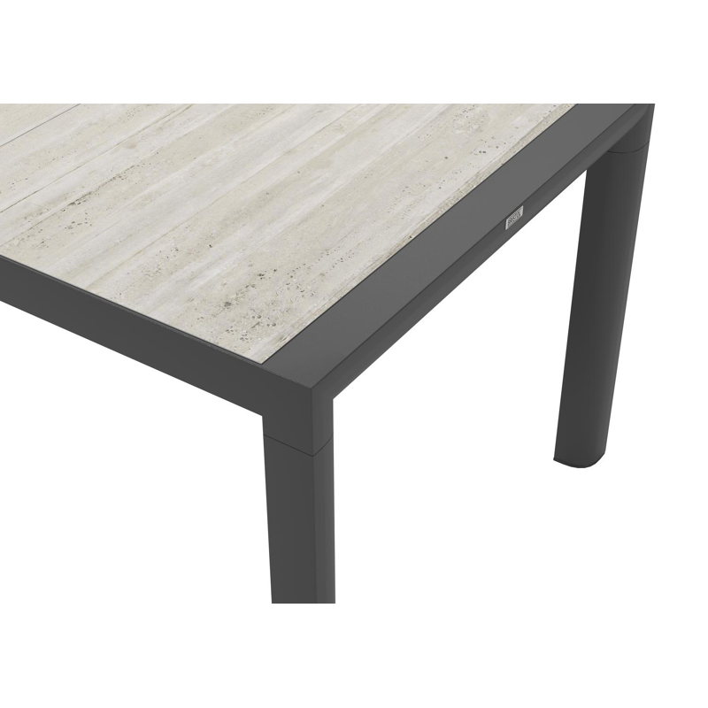 Madura tuintafel in zwart aluminium en volkeramiek grijs - L 195 x B 90 x H 74 cm