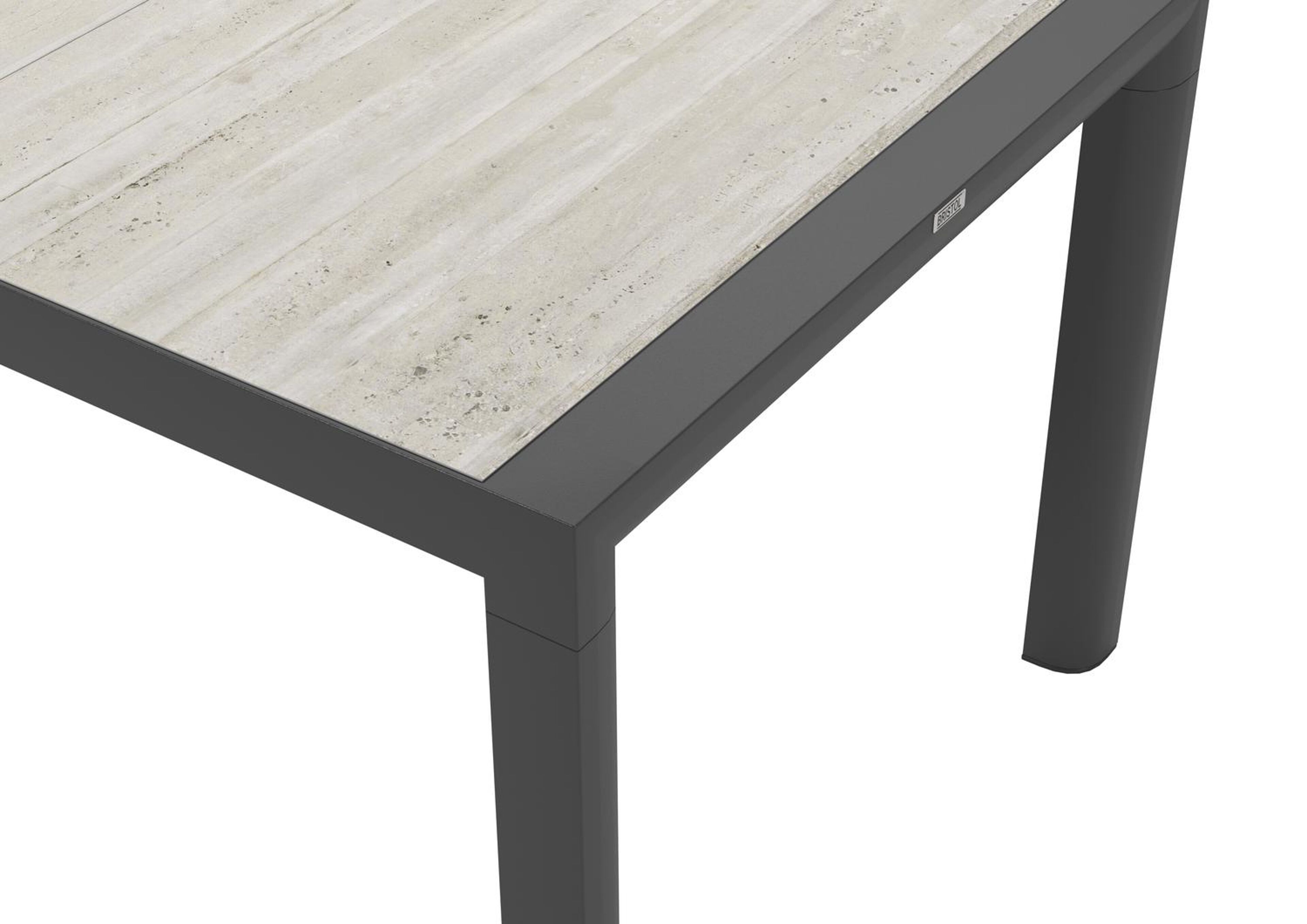 Madura tuintafel rechthoekig in zwart aluminium en volkeramiek grijs - L 195 x B 90 x H 74 cm