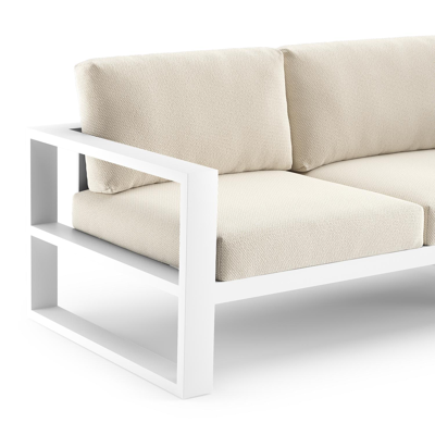 Verato loungehoek in wit aluminium met althea off white all weather cosytica kussen