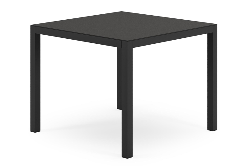 Feltro vierkante tuinset in zwart aluminium en sintered stone notte minerale met 4 Artena tuinstoelen