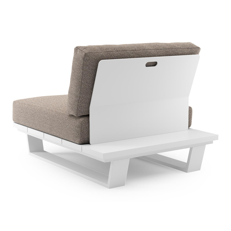 Pagino loungestoel in wit aluminium met wander manioc all weather sunbrella® luxe kussen