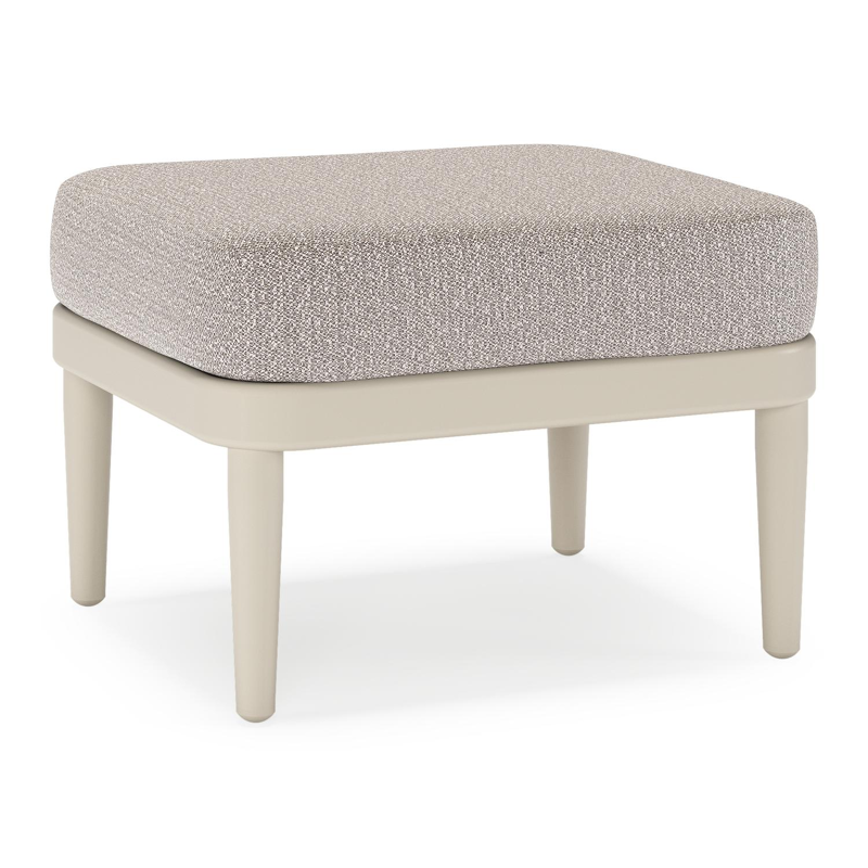 Pouf Orso en aluminium beige et coussins en all weather sunbrella® luxe Wander Granite