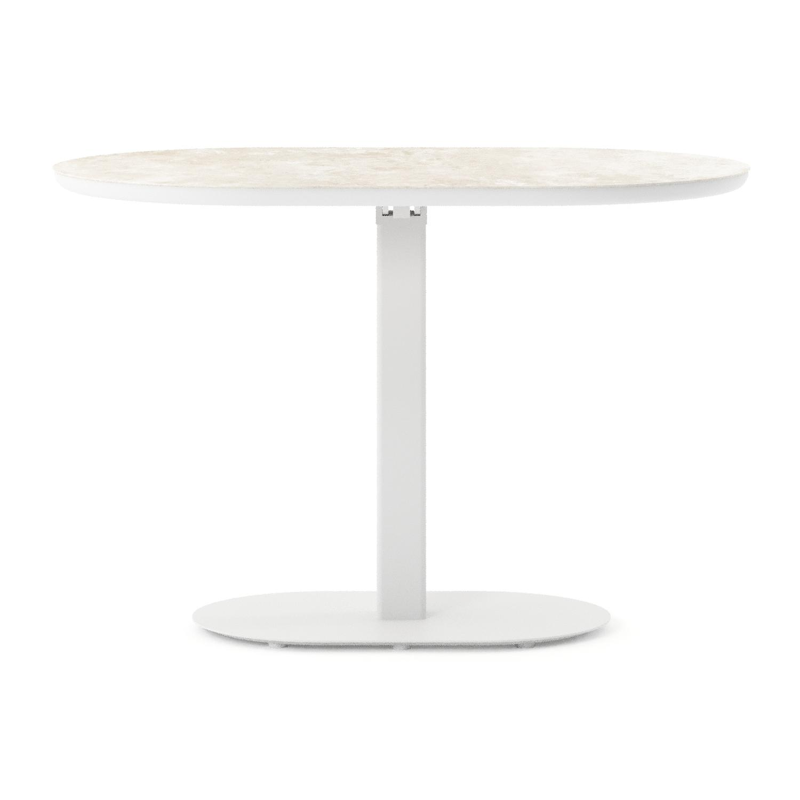 Table de jardin Teramo inclinable bombo en aluminium blanc et céramique pleine Rapolano - Lg. 110 x Lrg. 70 x Haut. 74 cm