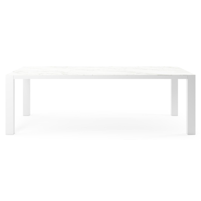 Nano tuintafel in wit aluminium en volkeramiek calacatta - L 240 x B 148 x H 75 cm