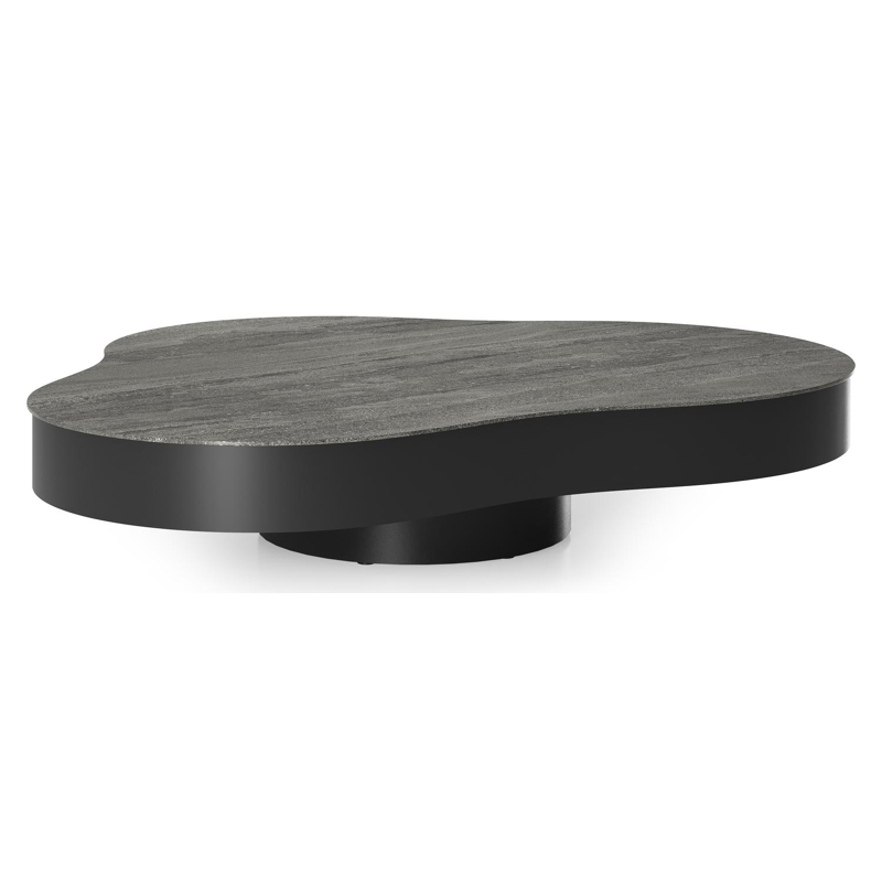 Lomano loungetafel cloud in zwart aluminium en volkeramiek Aspen Grey - L 131 x B 108 x H 25 cm