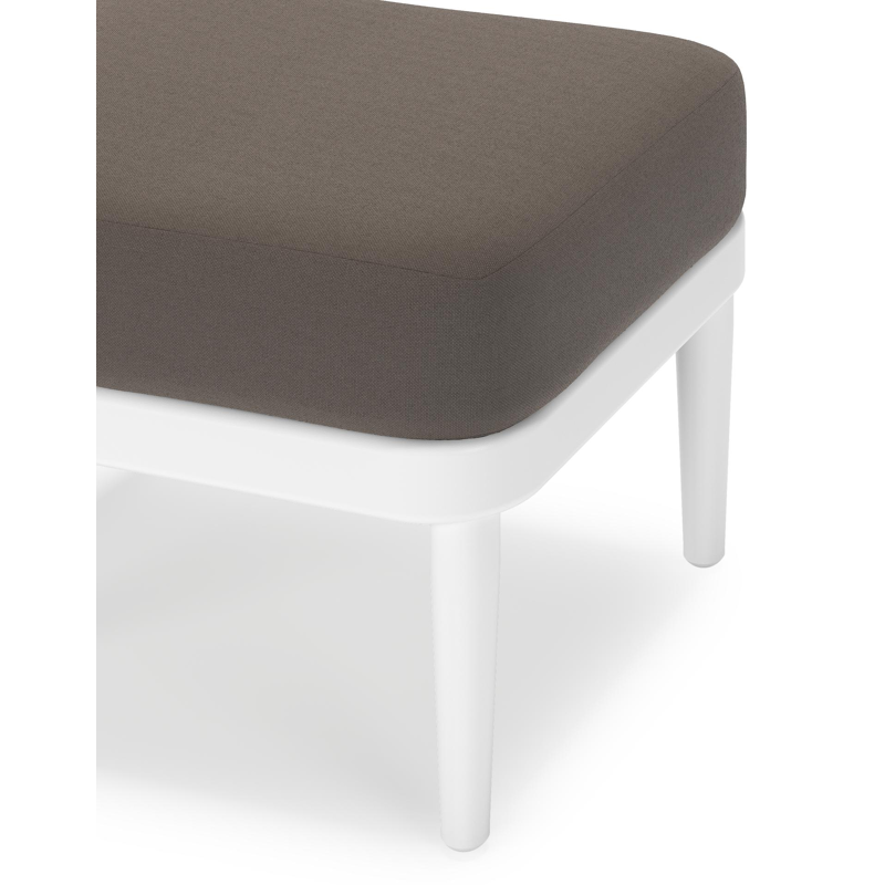 Pouf Orso en aluminium blanc et coussins en all weather sunbrella® luxe Natte Nature Grey
