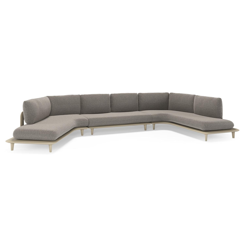 Bomero loungehoek in beige aluminium met chartres drizzle all weather sunbrella® luxe kussen