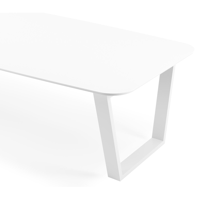 Pagino tuintafel in wit aluminium en volkeramiek arctic white - L 315 x B 115 x H 74 cm