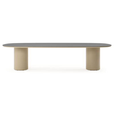 Amico tuintafel bombo in beige aluminium en volkeramiek Basalt Black - L 320 x B 130 x H 73.5 cm