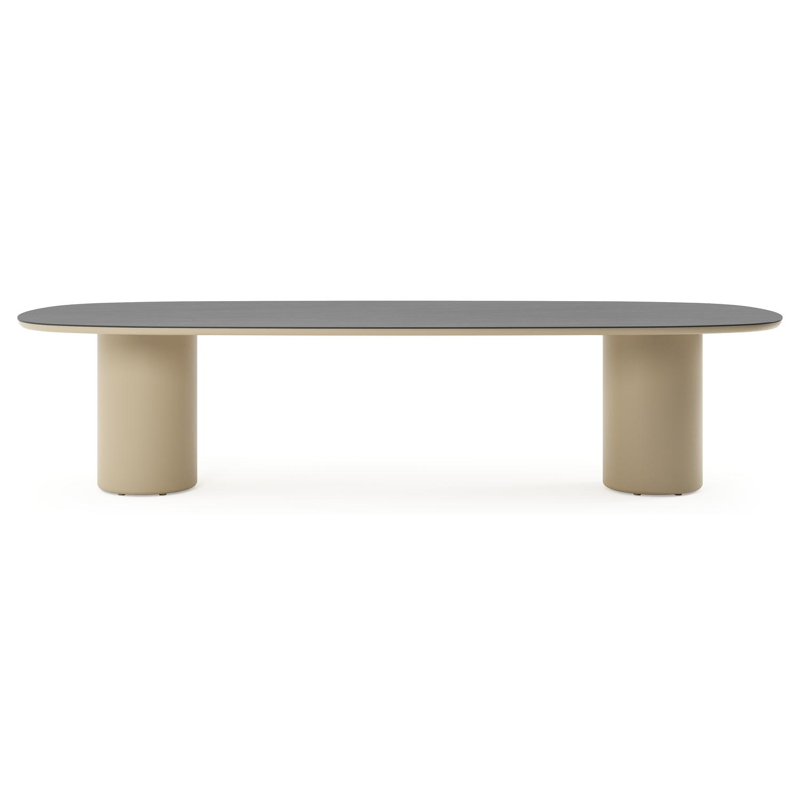 Amico tuintafel bombo in beige aluminium en volkeramiek Basalt Black - L 320 x B 130 x H 73.5 cm