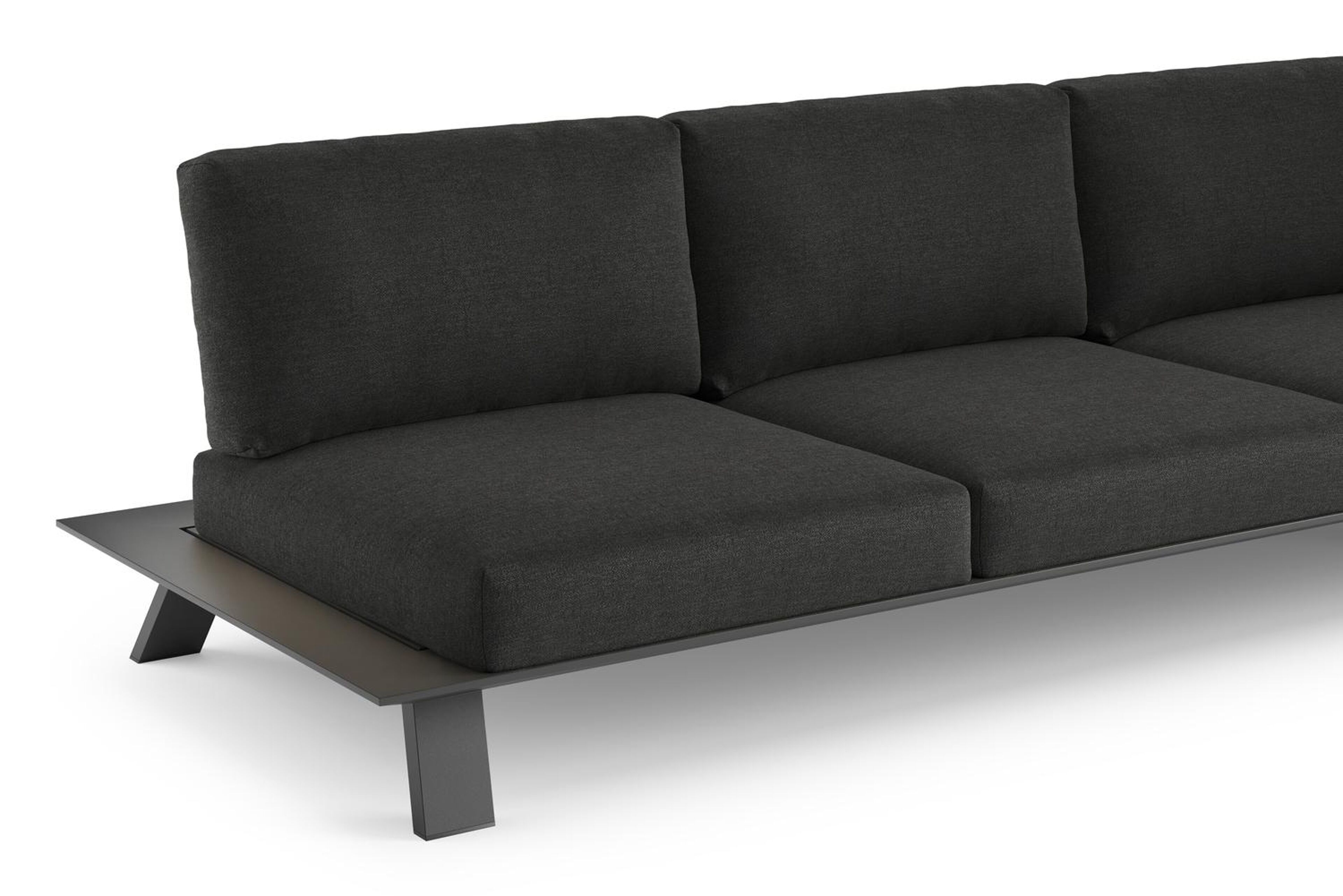 Cesano loungebank 3-zit in zwart aluminium met chartres sooty all weather sunbrella® luxe kussen