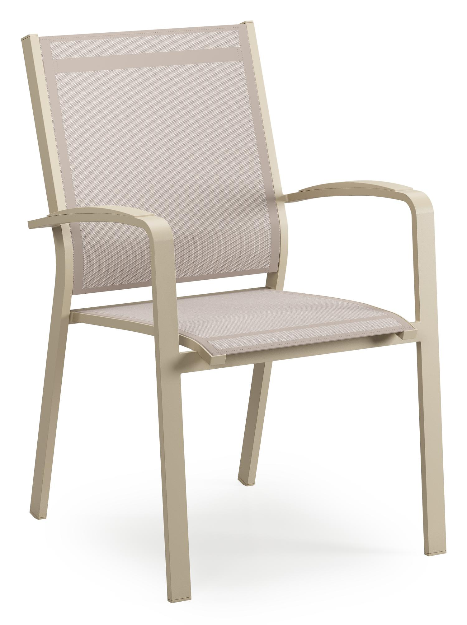 Chaise de jardin empilable Lioni en aluminium beige et textilène simple beige 