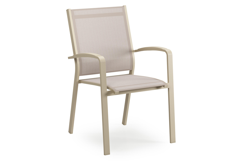 Lioni stapelbare tuinstoel in beige aluminium en beige textilene