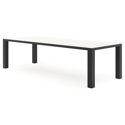 Nano tuintafel rechthoekig in zwart aluminium en volkeramiek calista - L 280 x B 110 x H 75 cm