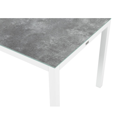 Feltro tuinset in wit aluminium en grijs keramisch glas tafelblad met 4 stapelbare Bareto tuinstoelen