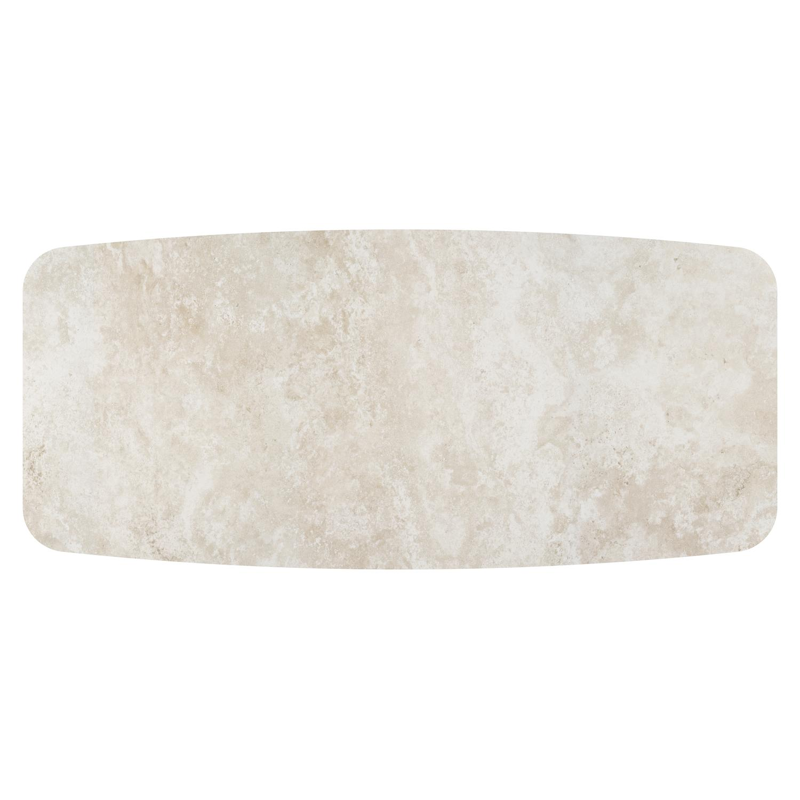 Table de jardin Pagino forme de bateau en aluminium noir et céramique pleine Rapolano Lg. 255 x Lrg. 115 cm