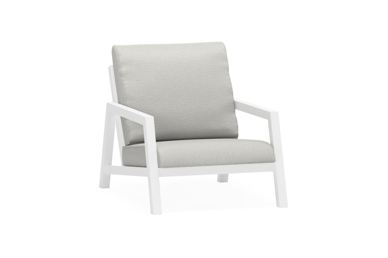 Zen'so loungezetel 1-zit in wit aluminium met savane nimbus all weather sunbrella® luxe kussen