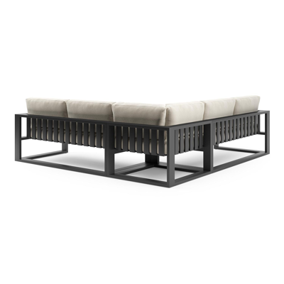 Verato loungehoek in zwart aluminium met althea off white all weather cosytica kussen