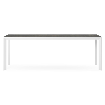 Malito tuintafel rechthoekig in wit aluminium en volkeramiek Black Obsession - L 220 x B 70 x H 75 cm