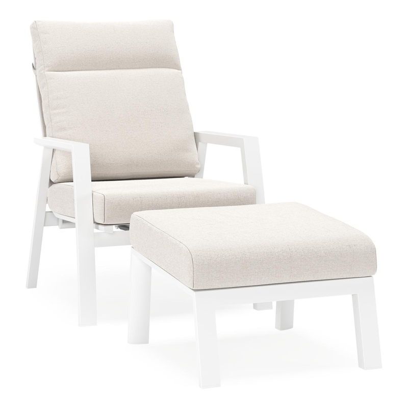 Fauteuil de jardin Mismo en aluminium blanc avec coussins en weather+ softtouch beige