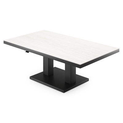 Cirello loungetafel in zwart aluminium en calista volkeramiek - L 140 x B 80 x H 71 cm